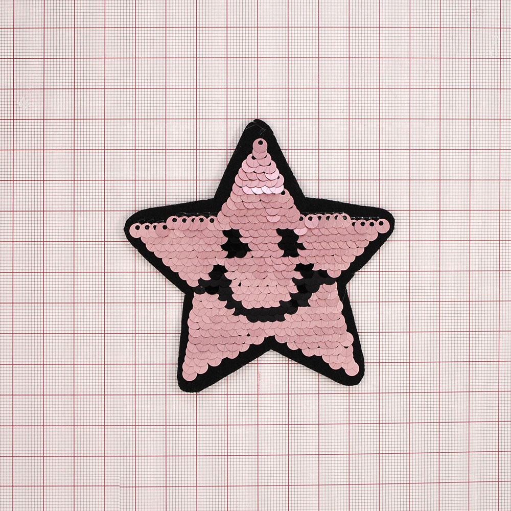 Аппликация клеевая пайетки двусторонняя Звезда Улыбка серебро, 9*9см, шт. Аппликации клеевые Пайетки