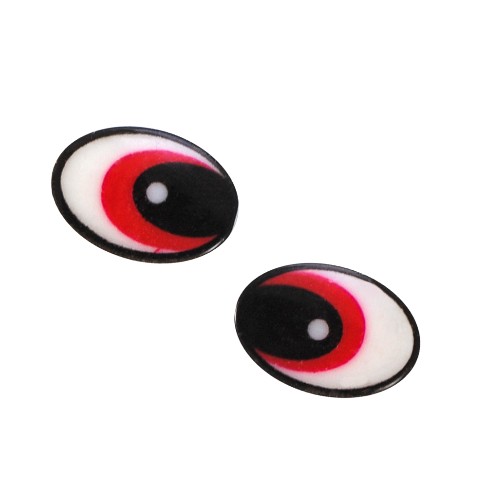 Глаз рисованый №11, овал 19*14мм, белый, красный круглый зрачок, 1тыс.шт. Глазики рисованные