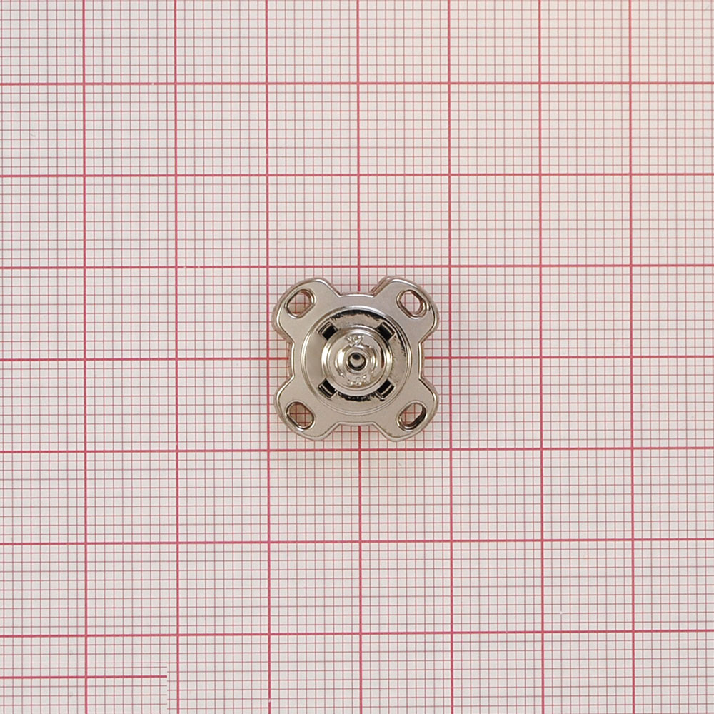 Кнопка металлическая пришивная потайная Квадратные ушки 20мм, никель, шт. Кнопка пришивная потайная