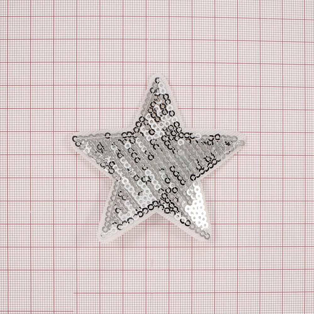 Аппликация клеевая пайетки Звезда 7,5*7см серебро, шт. Аппликации клеевые Пайетки