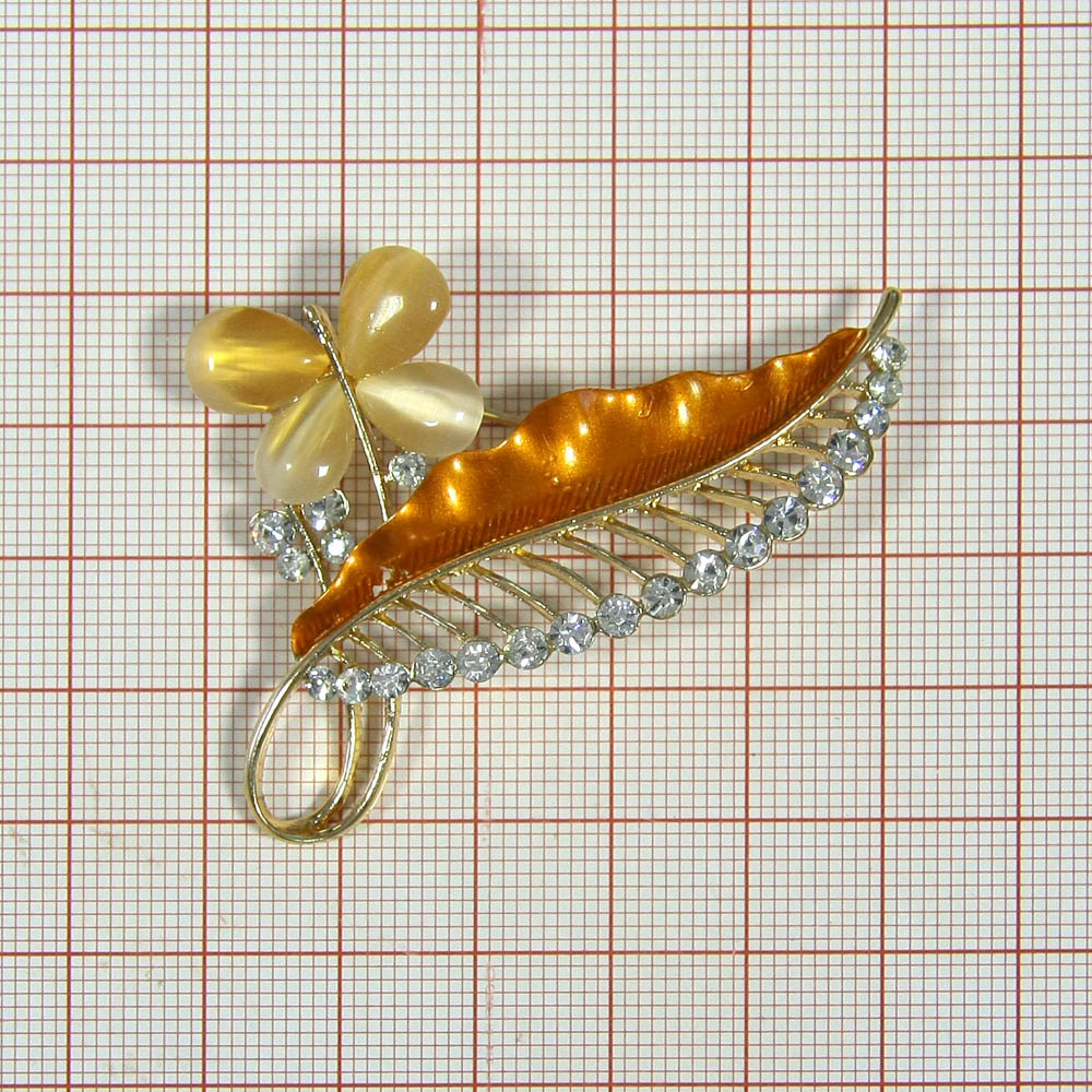 Брошь Лист-бабочка GOLD, медно-бежевый, шт. Броши