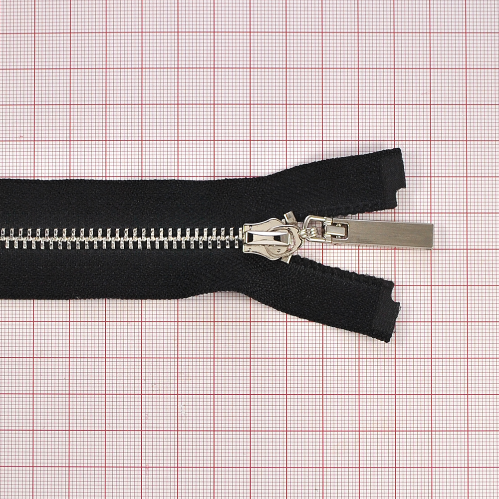 Змейка металлическая №5 80см О/Е NIKEL, черная ткань, односторонняя, шт. Змейка Металл