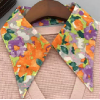 Воротник декор Цветочный принт, оранжевый, белый, зеленый, сиреневый, шт. Воротники