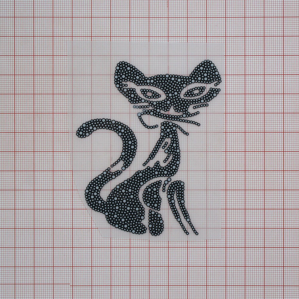Термоаппликация резиновая Элегантная кошка 9*7,5см черный, белый, шт. Термоаппликации Резиновые Клеенка