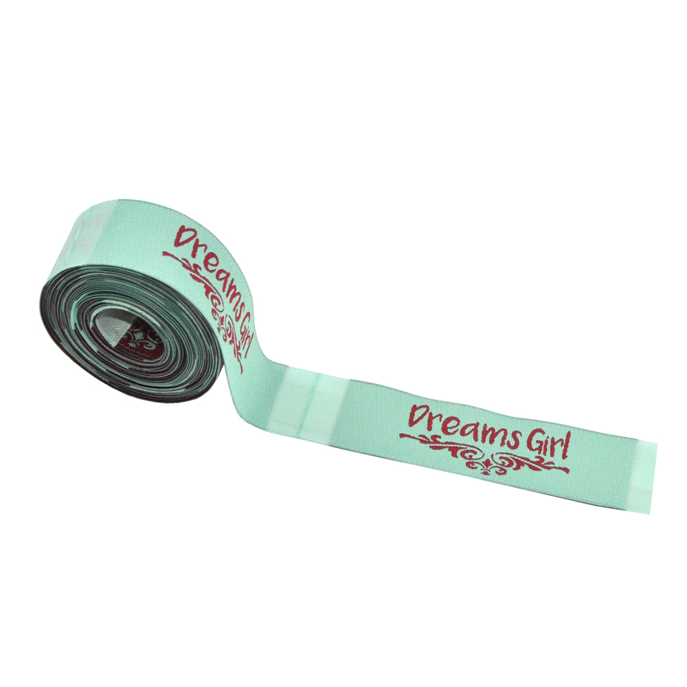Этикетка тканевая вышитая Dreams Girl 2см, ментоловая, малиновый лого, шт. Вышивка / этикетка тканевая