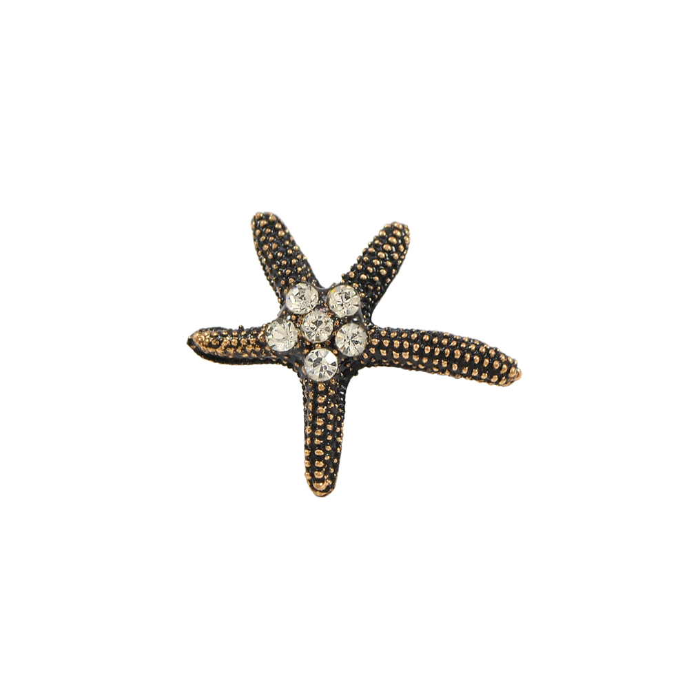 Краб металл Морская звезда ПРАВАЯ 30*25мм ANTIC GOLD, белые камни, шт. Крабы Металл Цветы, Жуки