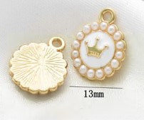 Подвеска металл с короной, 1,3см, золото, белый, шт. Подвески