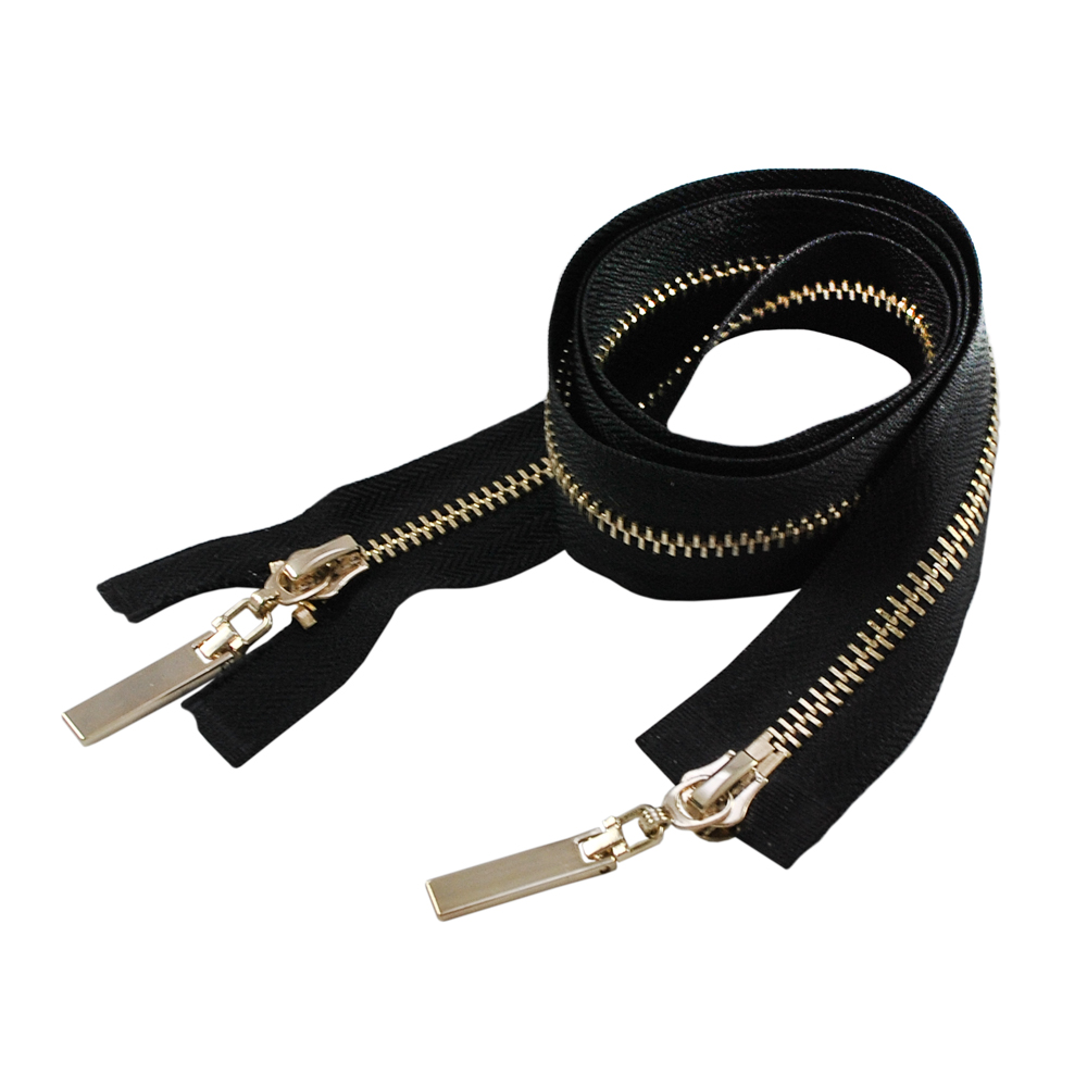 Змейка металлическая №5 85см О/Е GOLD, черная ткань, двусторонняя, шт. Змейка Металл