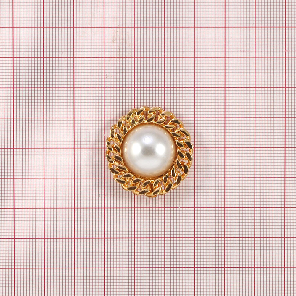 Краб металл Жемчужина в оправе из цепочки 20538 19мм GOLD, белый жемчуг . Крабы Металл Геометрия Декор