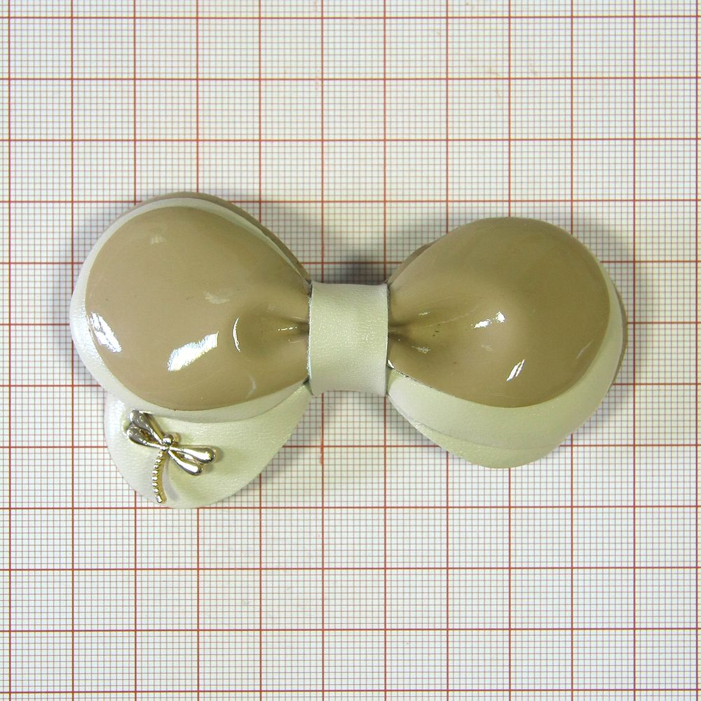 Аппликация декор обувная LF0270 9*5,5см бежевый бантик-лак шт. Аппликации Пришивные Цветы Банты