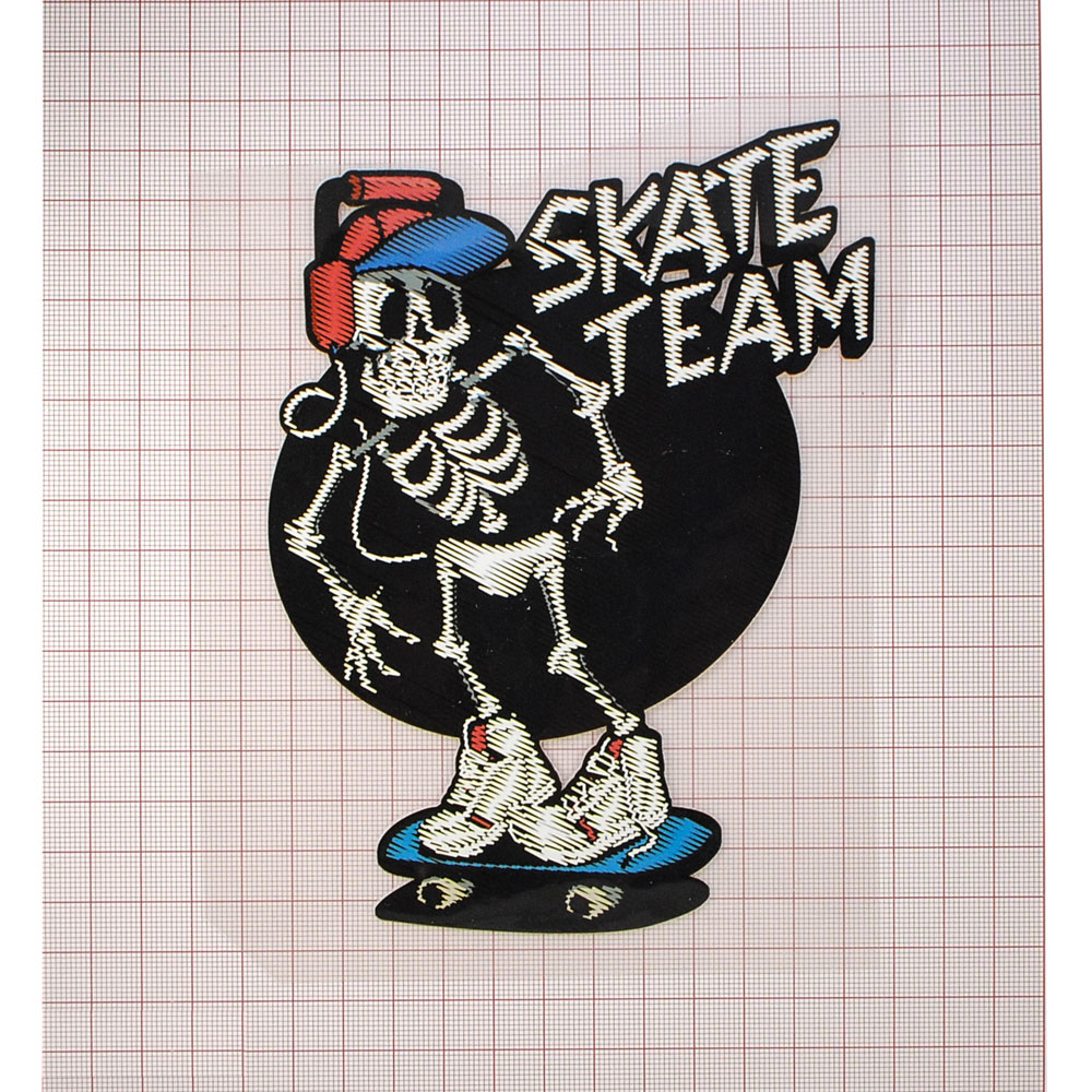 Термоаппликация SKATE TEAM Скелет 16*12,1см, черный, синий, белый, красный, шт. Термопереводки Детские