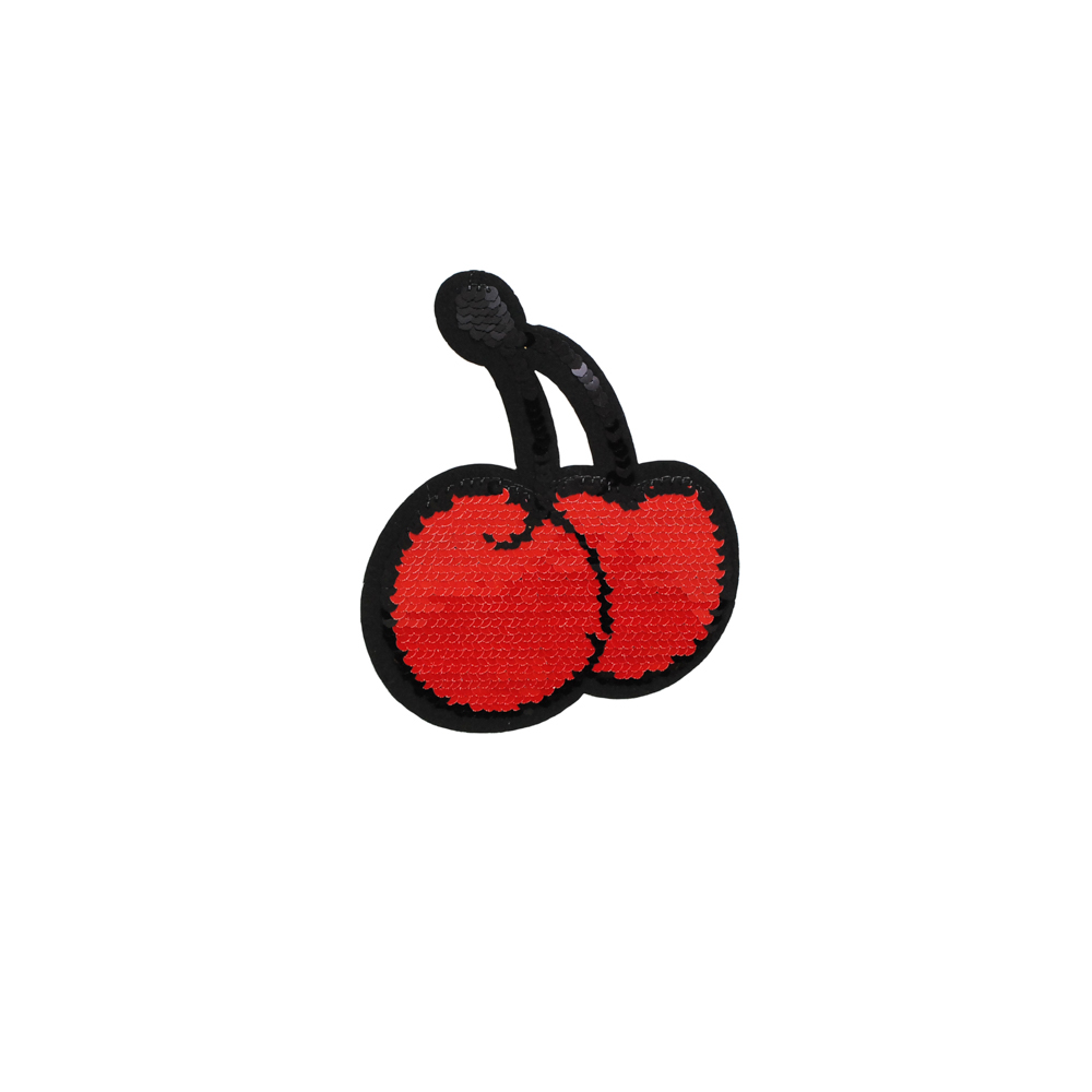 Аппликация клеевая пайетки двусторонняя Вишенки 12*14см черные и красные пайетки, шт. Аппликации клеевые Пайетки