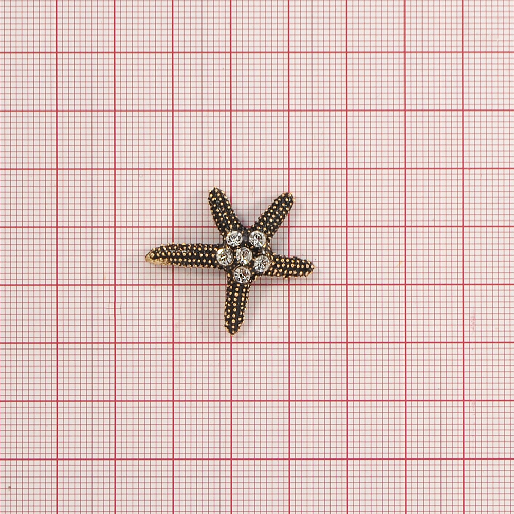 Краб металл Морская звезда 30*25мм ANTIC GOLD, белые камни, шт. Крабы Металл Цветы, Жуки