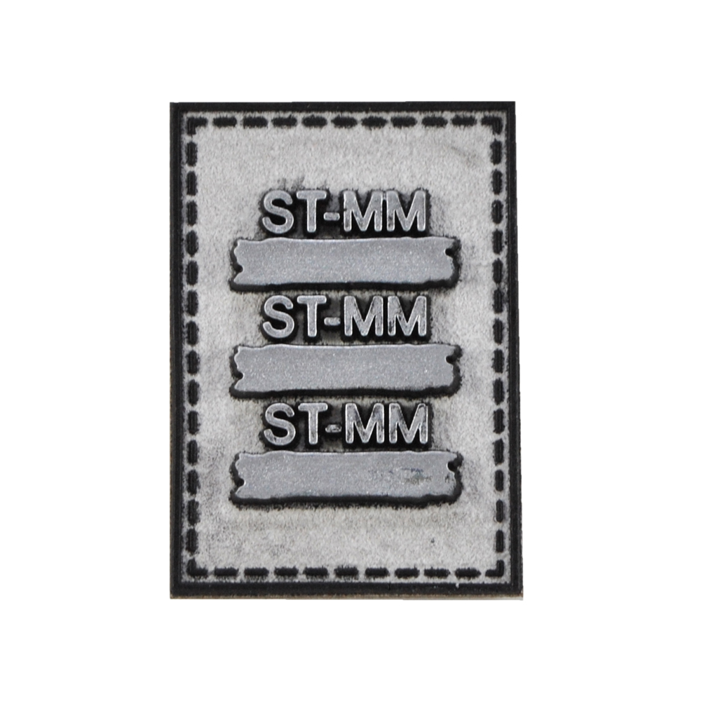 Лейба кожзам ST-MM, 3,5*5см, черная обводка, серебро, серый фон, шт. Лейба Кожзам