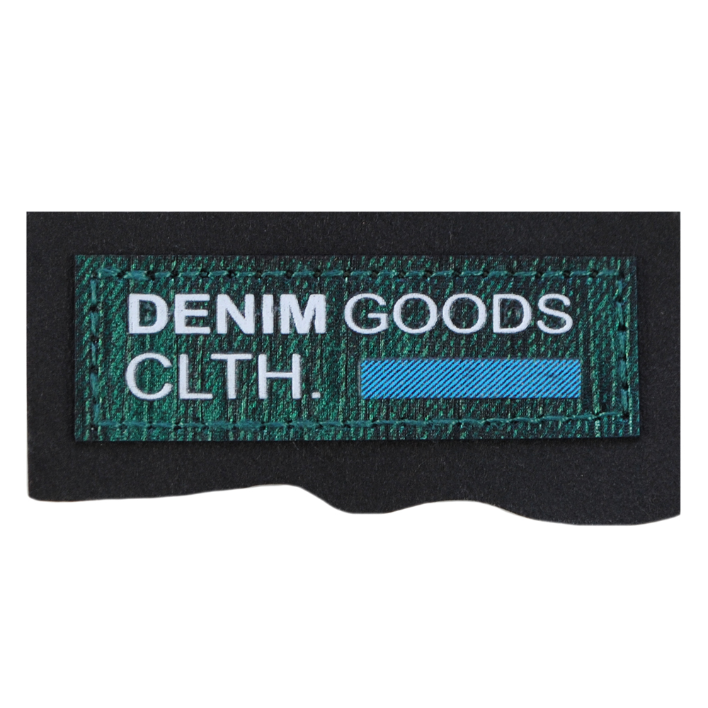 Лейба к/з Denim goods, 7*3,5см, чёрный, белый, зеленый, шт. Лейба Ткань