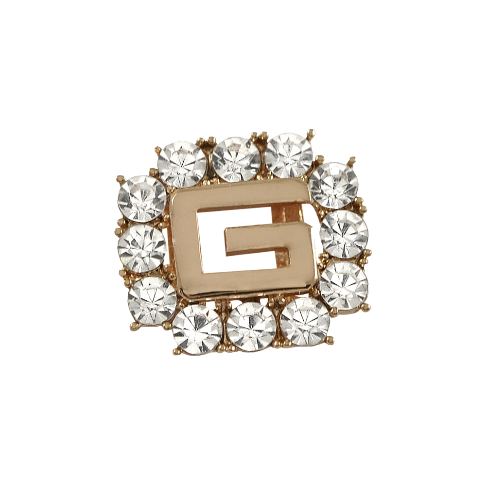 Перетяжка металл и камни G, 1,8*1,6см, золото, белый, шт. Перетяжка металл со стразами