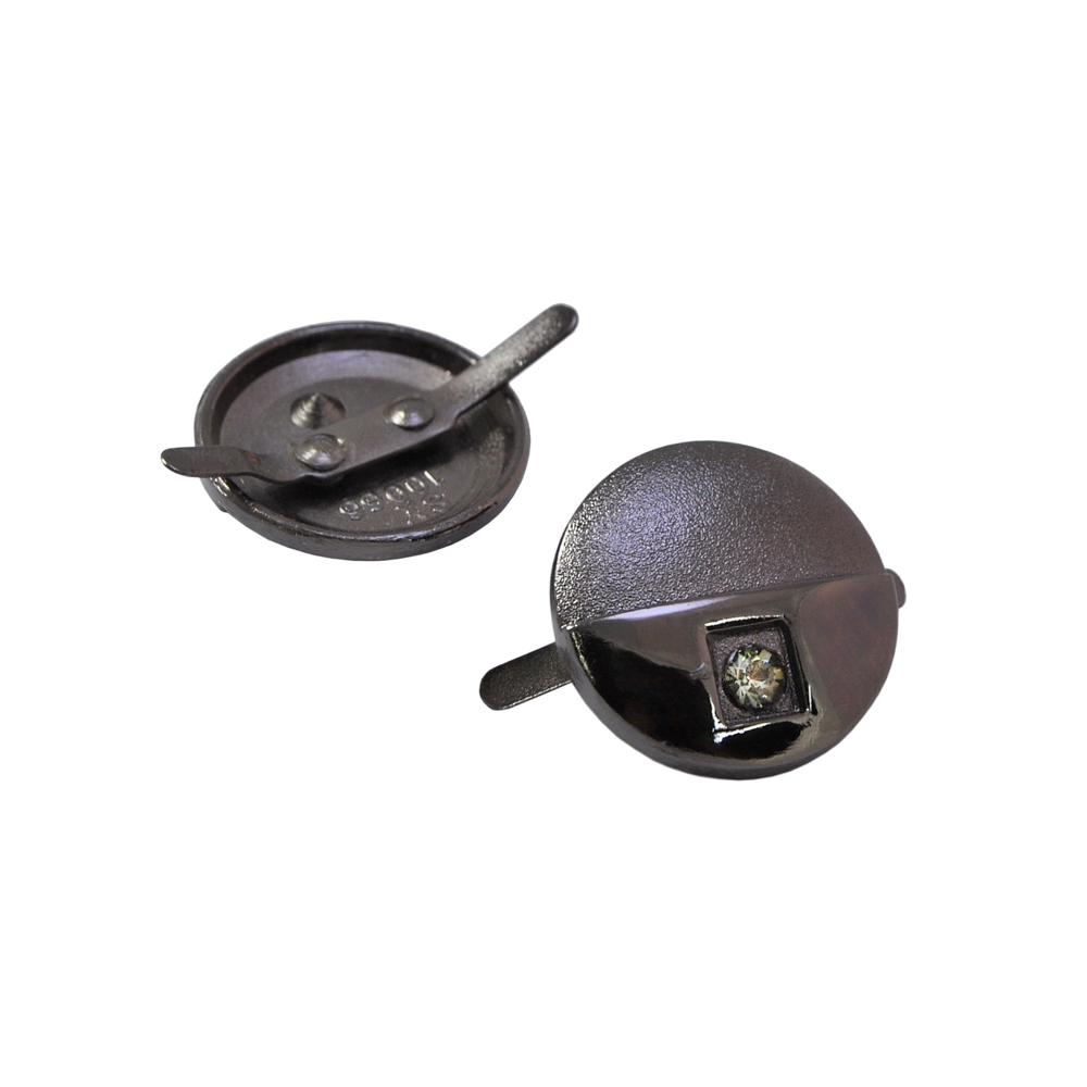 Краб металлический 0070 круг, 1белый камень BLACK NIKEL, шт. Крабы Металл Геометрия