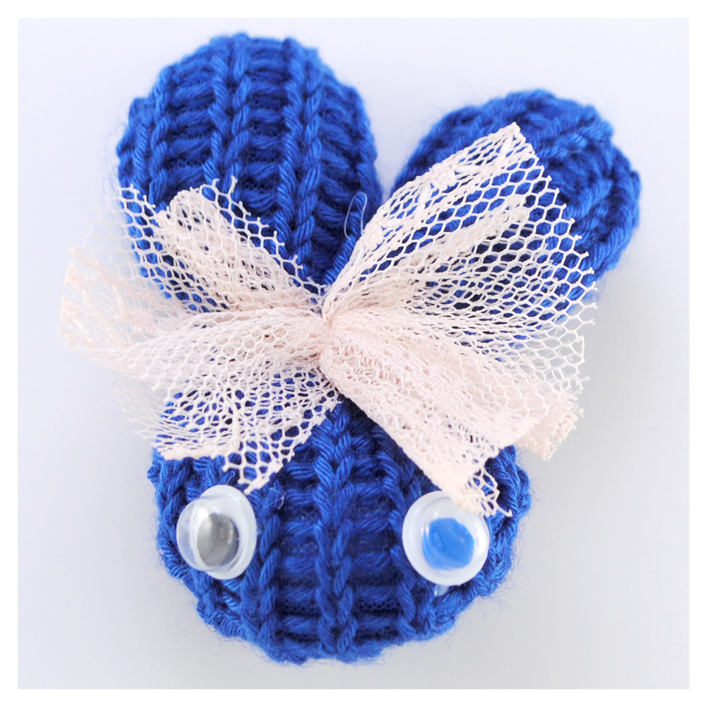 Аппликация тк. приш. дет. зайчик вязаный 4*6см, син., роз., шт. Аппликации Пришивные Кружевные Вязаные