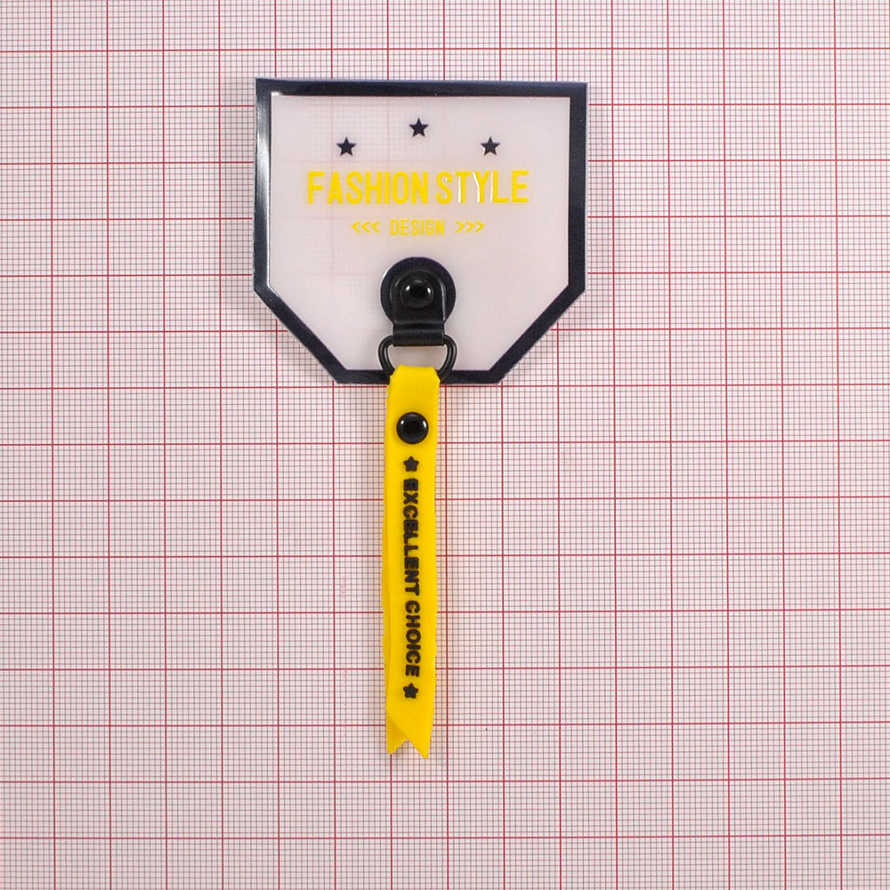 Лейба тканевая с подвеской FASHION STYLE, 5*6.5см, черный, белый, желтый, шт. Лейба Ткань