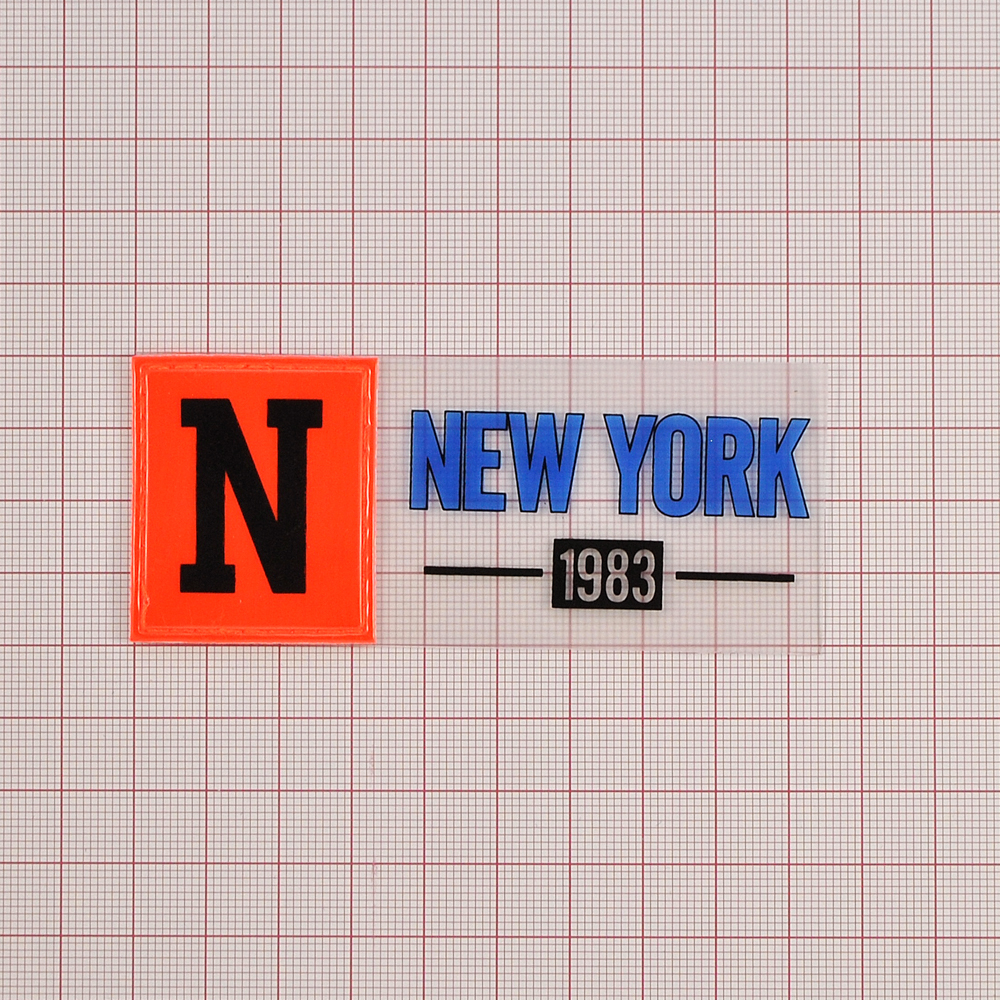 Лейба клеенка NEW YORK 1983, 9,5*4см, черный, красный, синий, прозрачный, шт. Лейба Клеенка