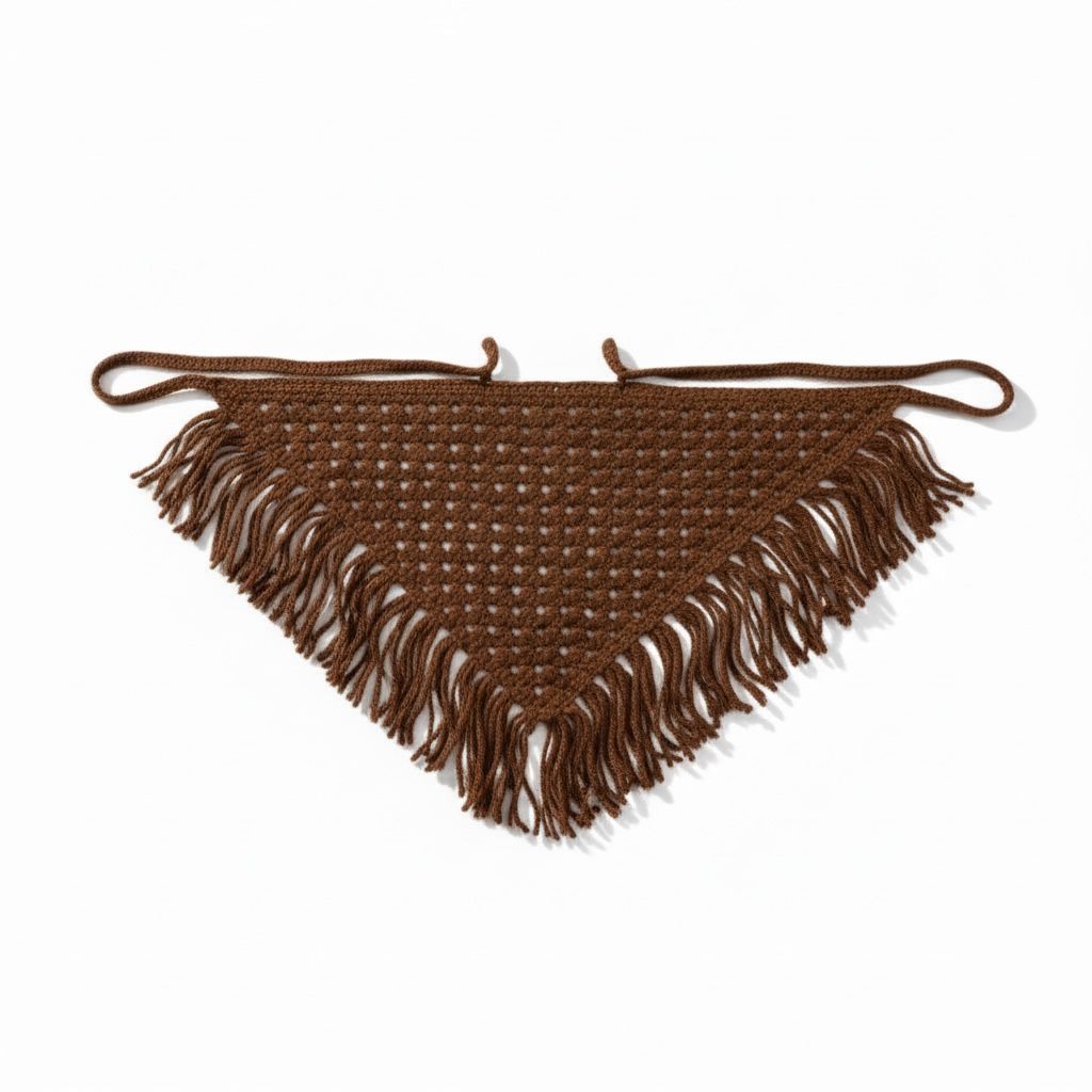 Платок вязаный, коричневый, шт. Украшения