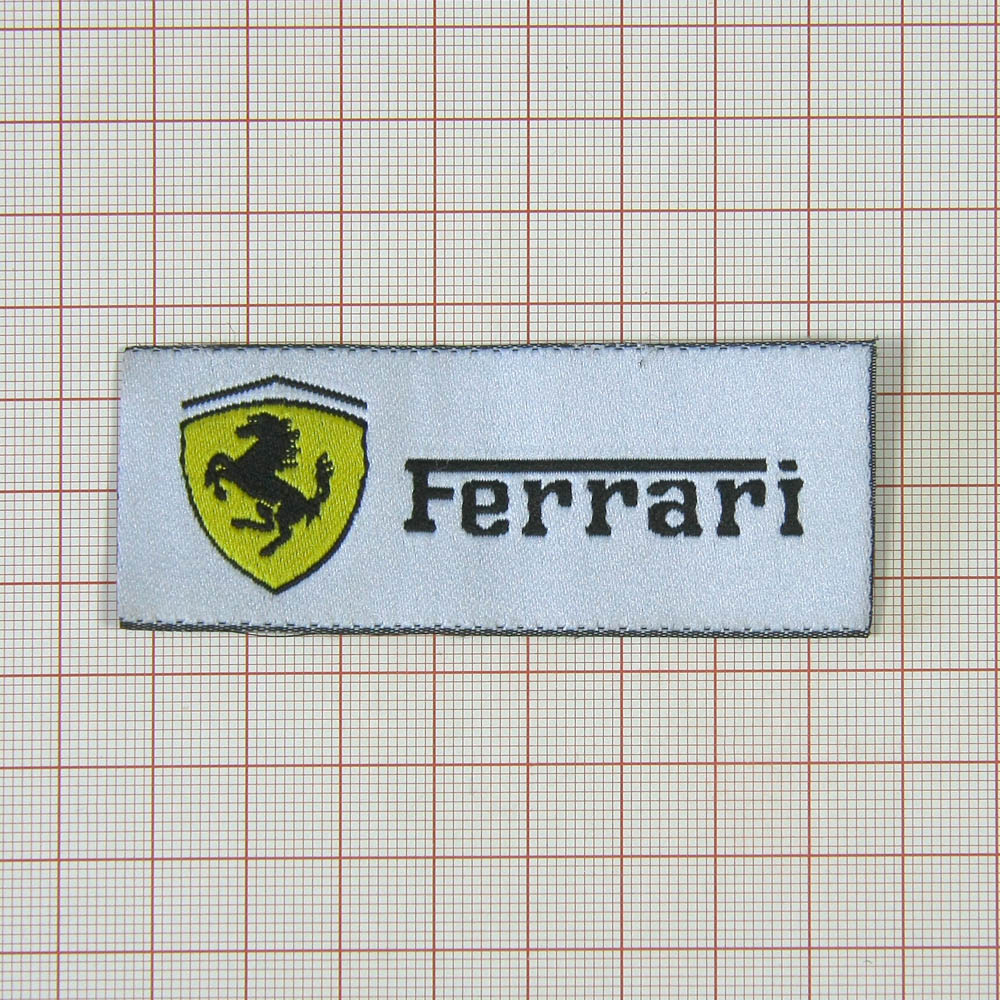 Нашивка Ferrari 8*3см, белая. Шеврон Нашивка