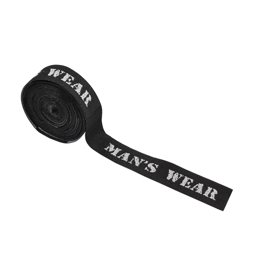 Этикетка тканевая вышитая Mans wear, 7,4*1,1см черная . Вышивка / этикетка тканевая