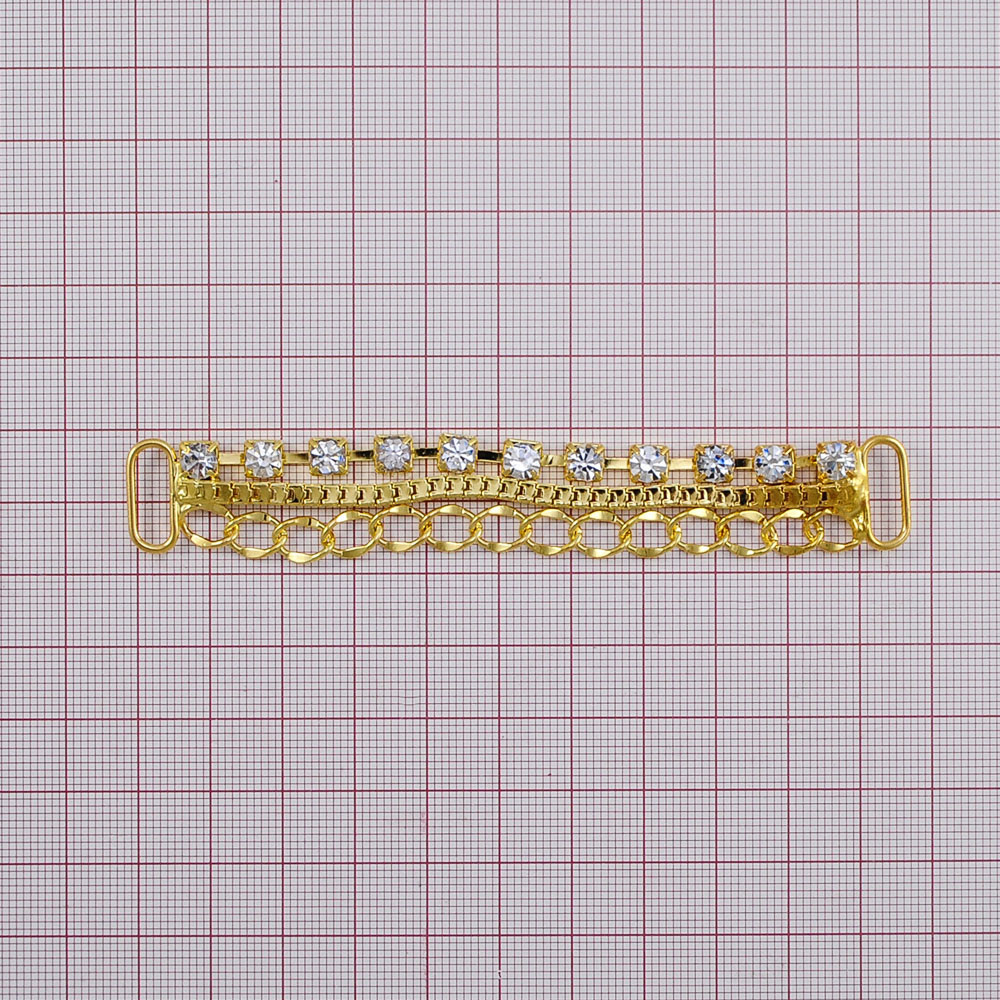 Укр.стекл. 91040 GOLD /перетяжка/ 9,5см. Перетяжка металл со стразами