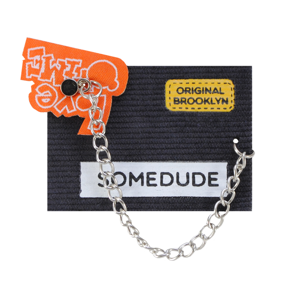 Лейба ткань Somedude, 6,5*4,7см, желтый, белый, чёрный, оранжевый, цепь, шт. Лейба Ткань