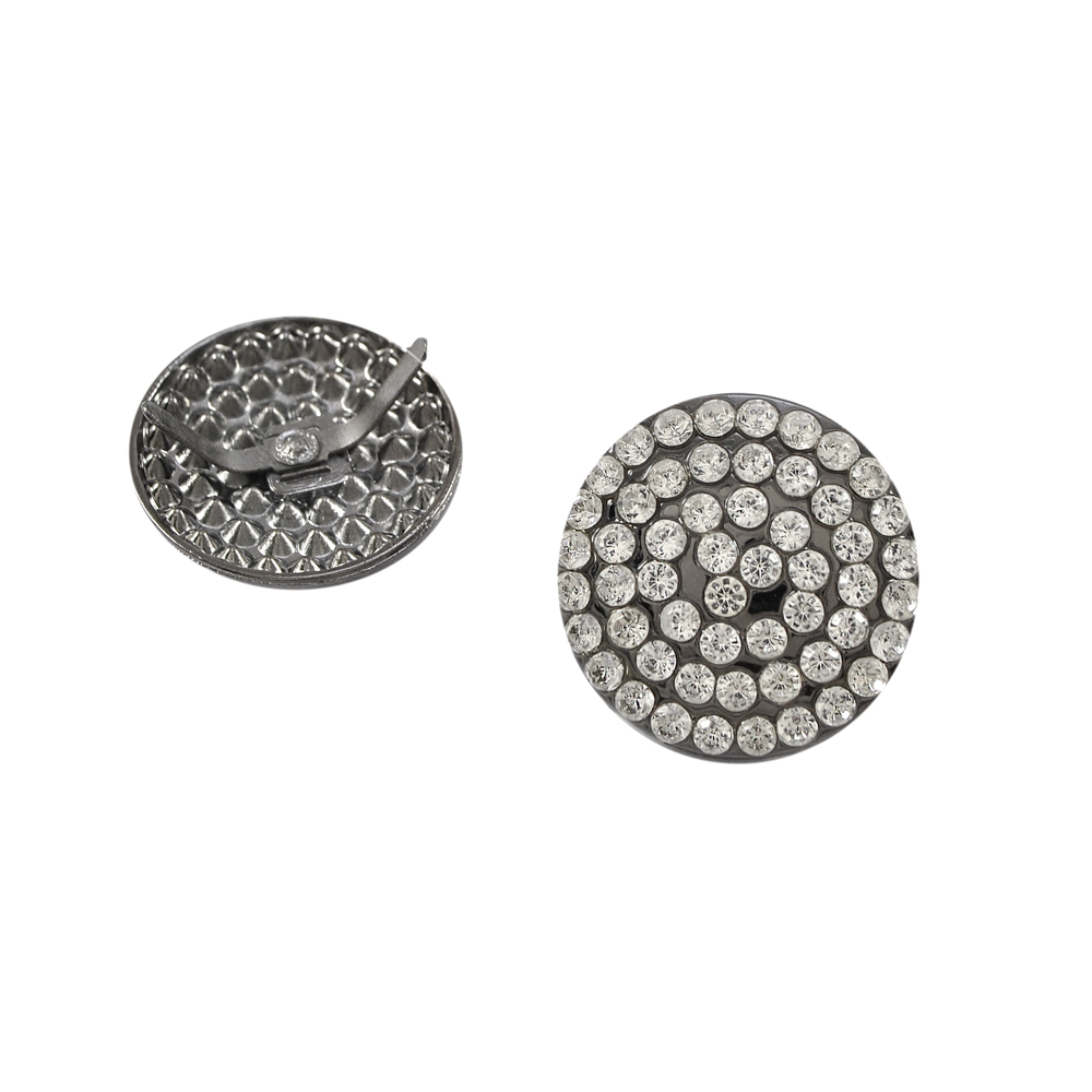 Краб металл F-5547 Подсолнух 27мм BLACK NIKEL, белые камни, шт. Крабы Металл Геометрия Декор