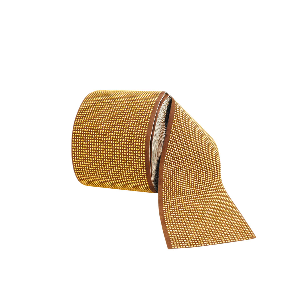 Тесьма клеевая вельвет коричневая, GOLD стразы металл Купол, ярд. Тесьма