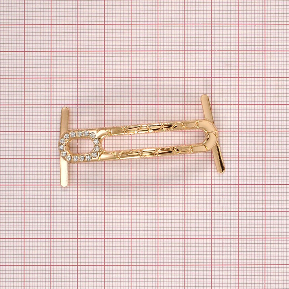 Краб металл 54855 Заколка 60*12мм GOLD, белые камни, шт. Крабы Металл Геометрия Декор