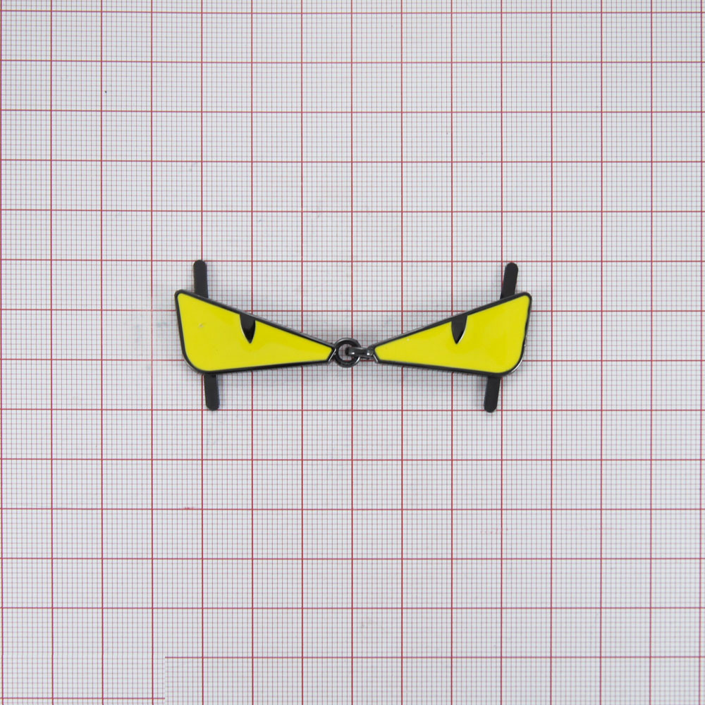 Краб металлический 22078 Глаза вампир 69*17мм, BN и желтая эмаль . Крабы Металл Геометрия