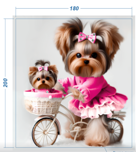 Аппликация композит, Йорк на велосипеде, 18*20см, королевский атлас, сублимация, лазер, SS10 32582, шт. Аппликация композит