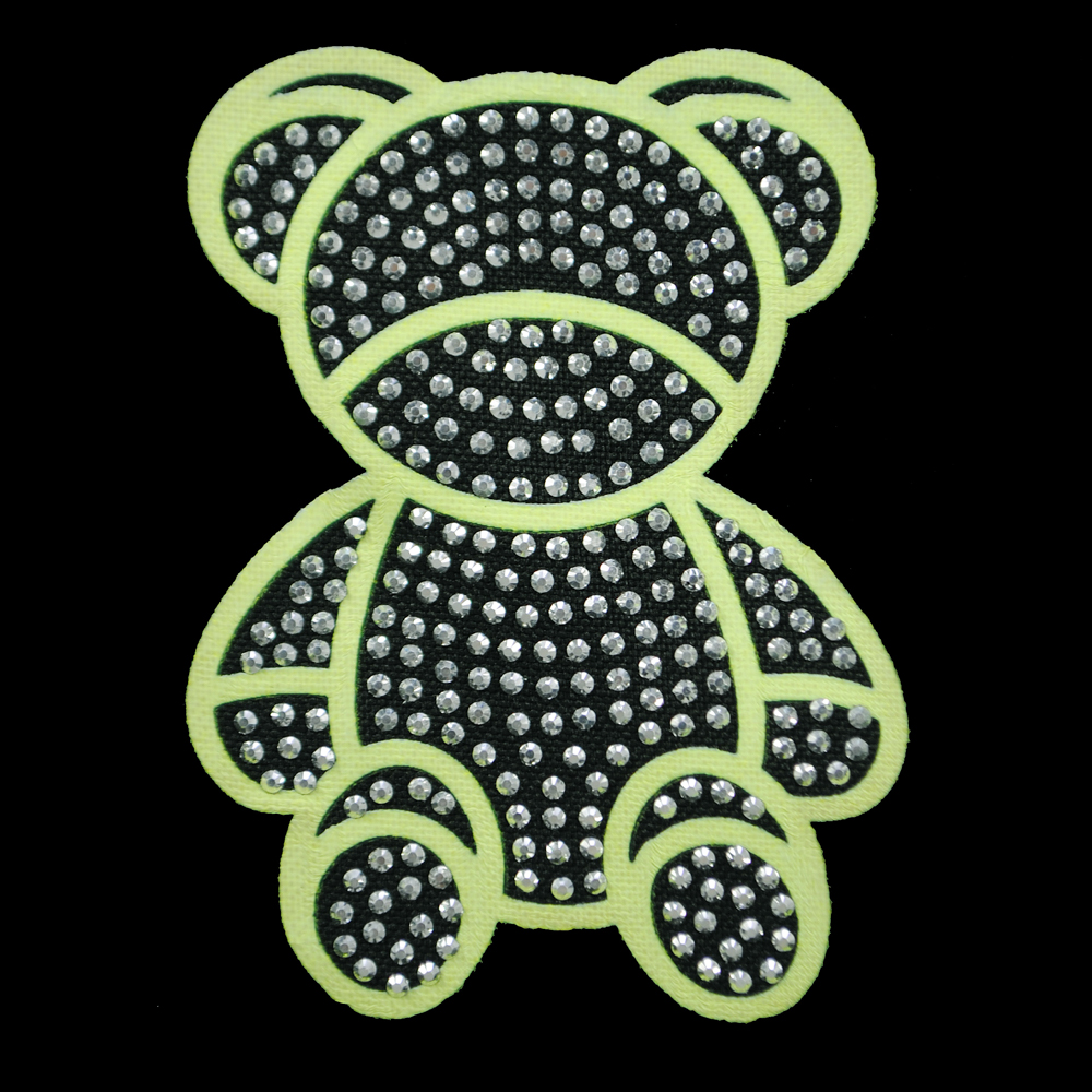 Аппликация композит, Мишка, 5,8*8см, DTF флуоресцент, SS6 серебро 62581, шт. Аппликация композит