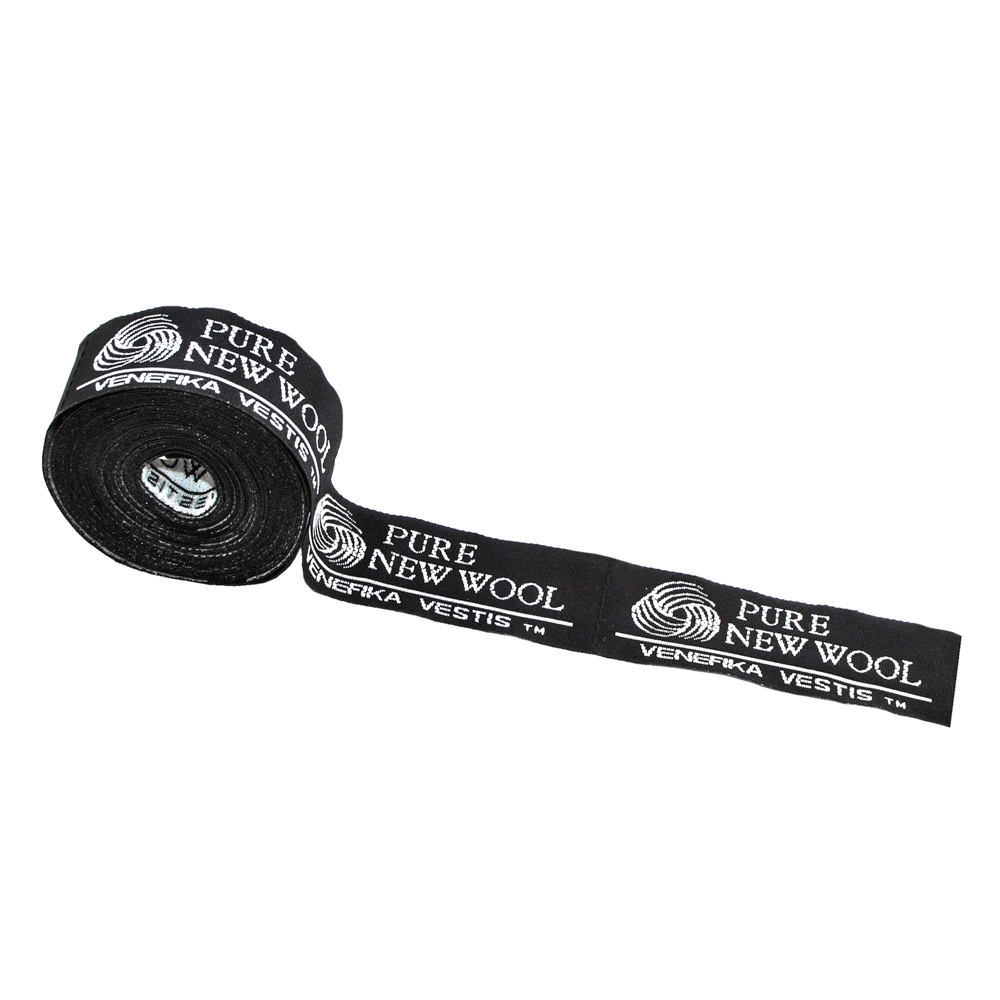 Этикетка тканевая вышитая Pure New Wool, 7,5*2,9см. Вышивка / этикетка тканевая