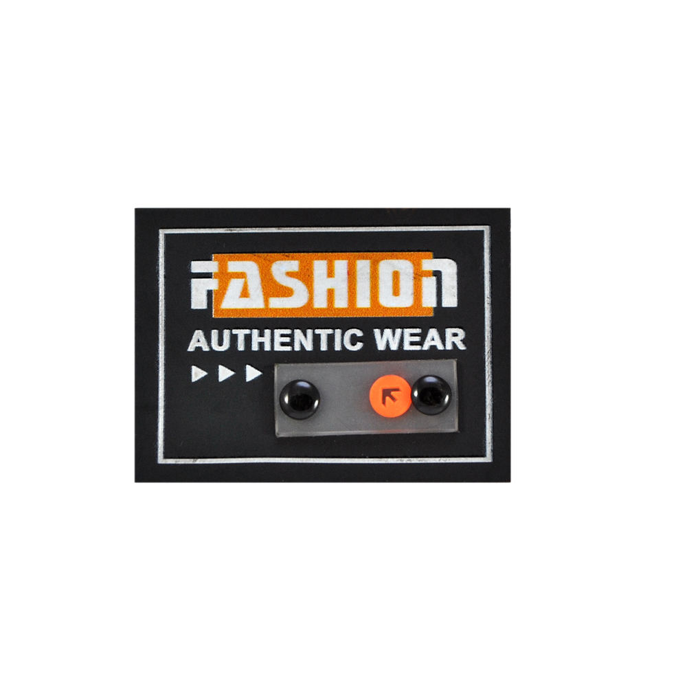Лейба полиуретан с хольнитеном FASHION, 4*5,5см, черный, белый, оранжевый, шт. Лейба Кожзам