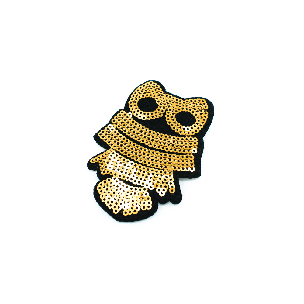 Аппликация клеевая пайетки Сова 6,3*9см золотые пайетки, шт. Аппликации клеевые Пайетки