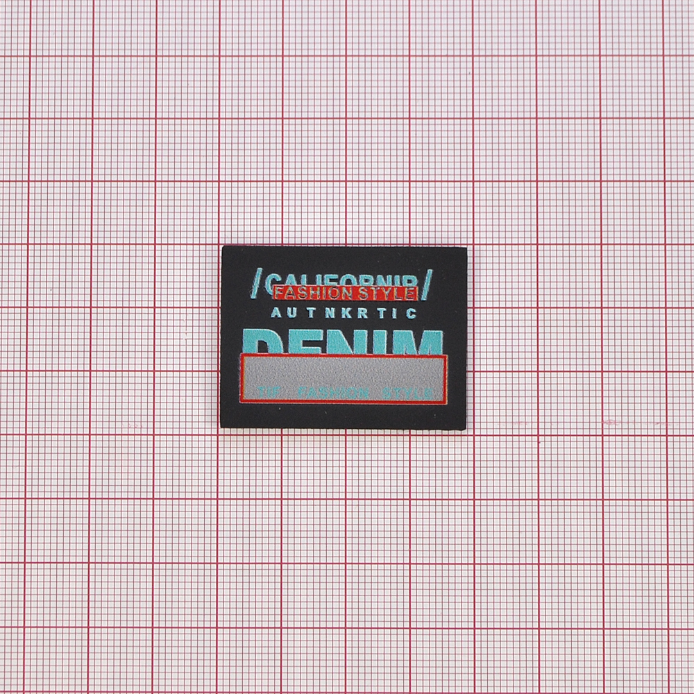 Лейба тканевая DENIM, 6,5*6,5см, черный, голубой, красный, шт. Лейба Ткань
