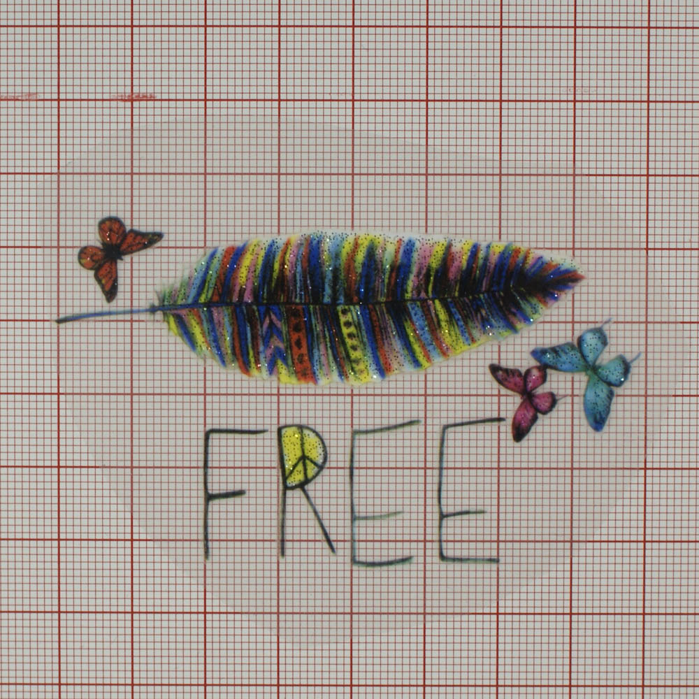 Термоаппликация Free Перо и бабочки 8*4,6см, цветная, шт. Термопереводки Детские