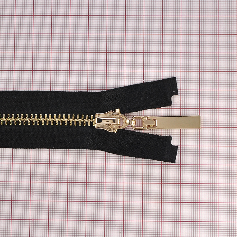 Змейка металлическая №5 80см О/Е GOLD, черная ткань, односторонняя, шт. Змейка Металл