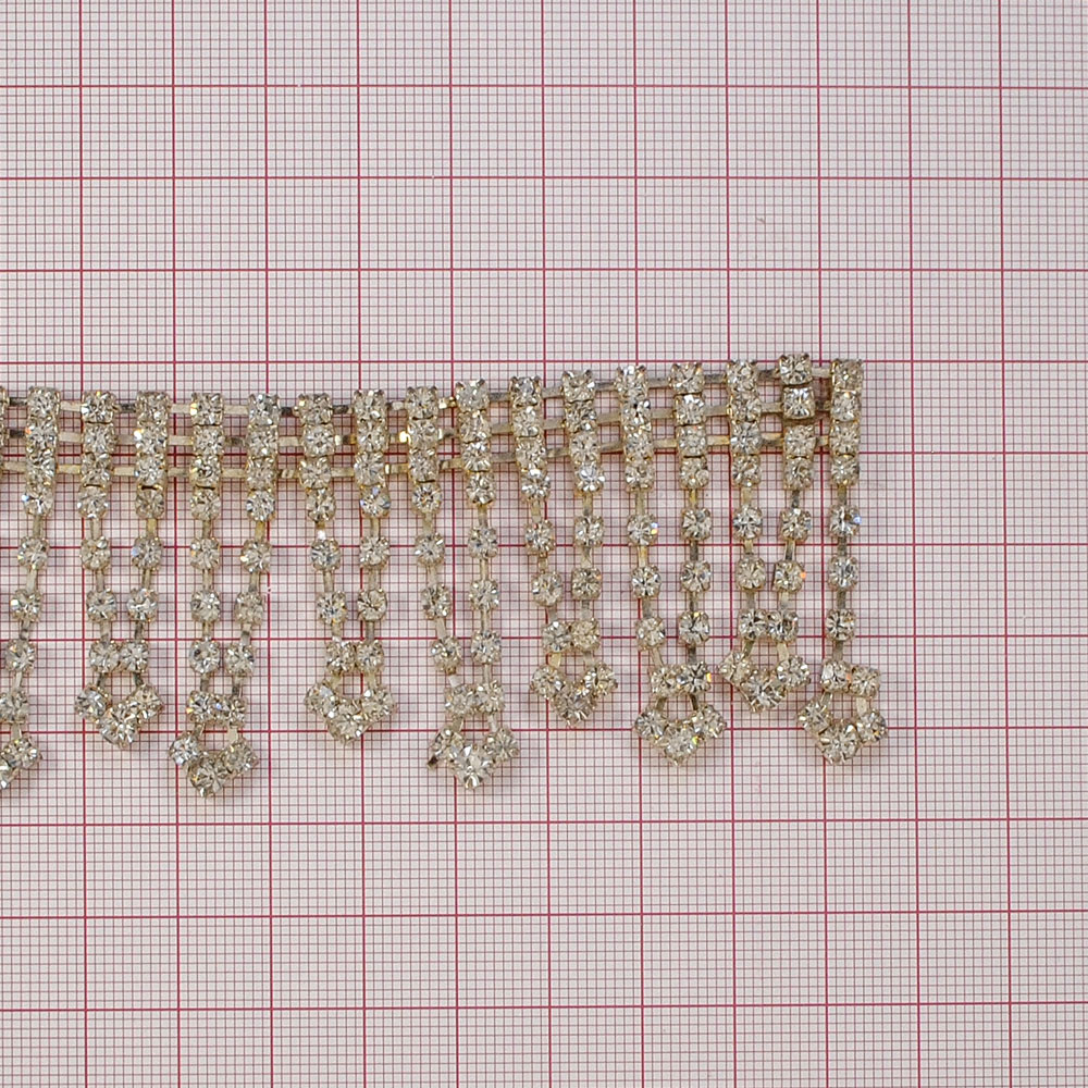 Тесьма стразы А079 из камней, NIKEL,  ярд. Тесьма из страз