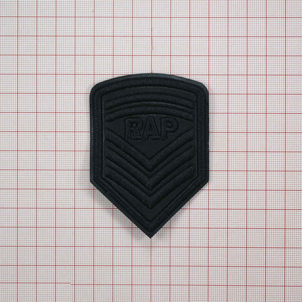 Нашивка кожзам RAP c лычками вышитый 8,5*6см черный /вышитый лого/, шт. Нашивка Кожзам