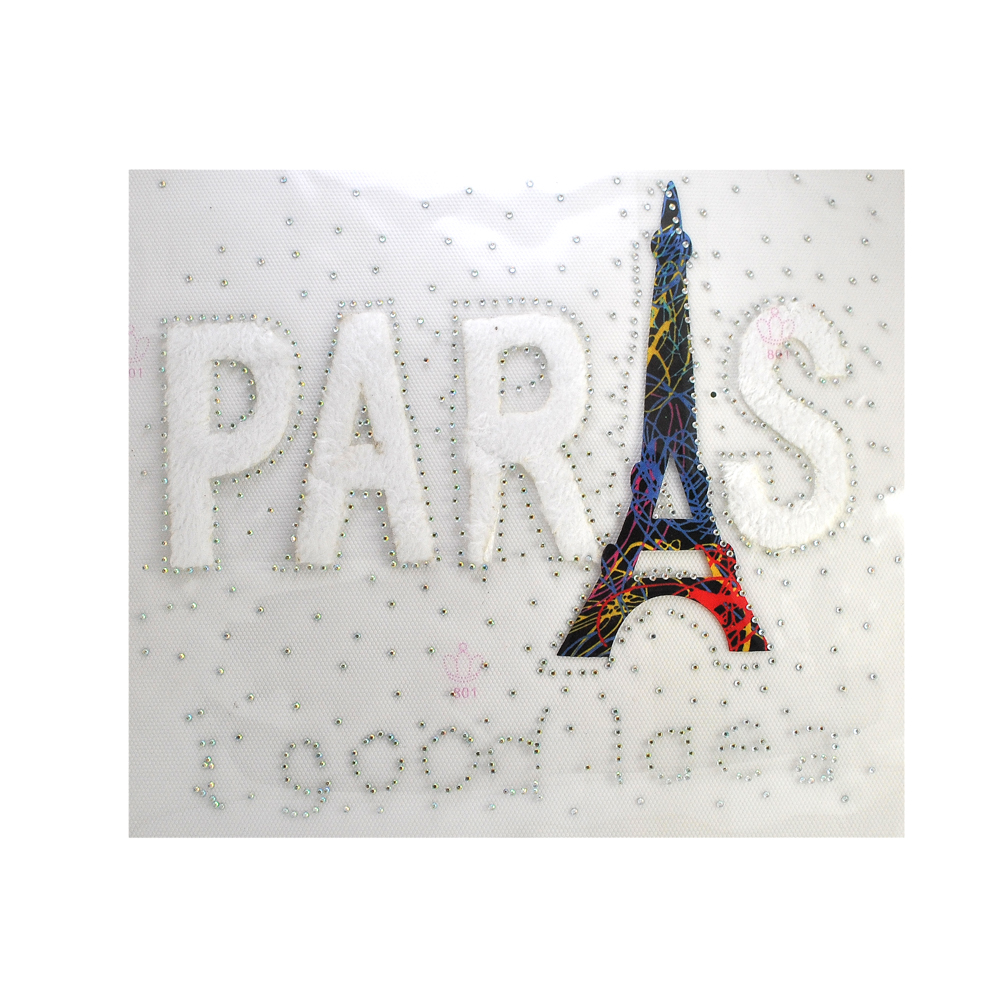 Аппликация клеевая мех Paris с Эйфелевой башней 22*26см цветная, шт. Аппликации клеевые Тканевые