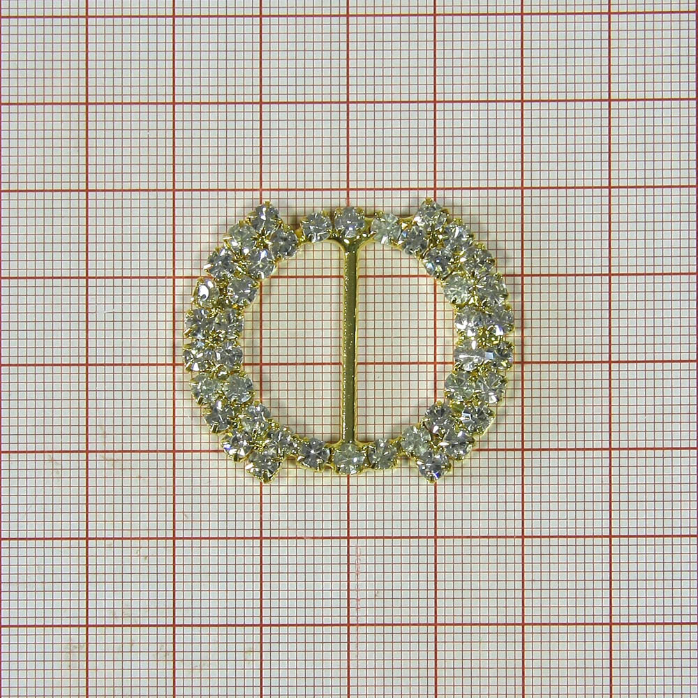 Украшение стеклянное 7347 GOLD круг 2,3см 22 мелких камня, 2*10 камня по бокам. Перетяжка металл со стразами