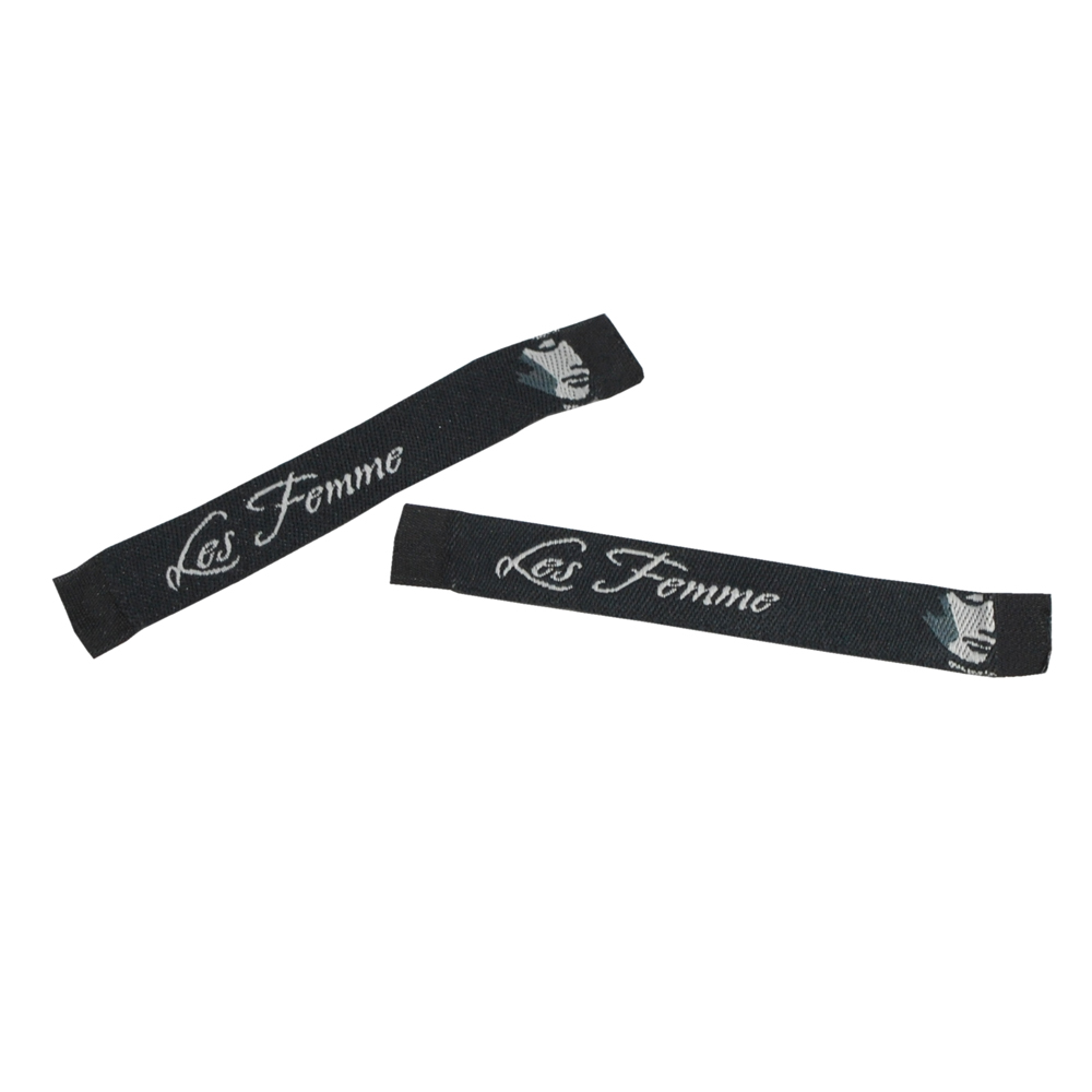 Этикетка тканевая вышитая шт. Les Famme 1*7см черная+серый, шт. Вышивка / этикетка тканевая