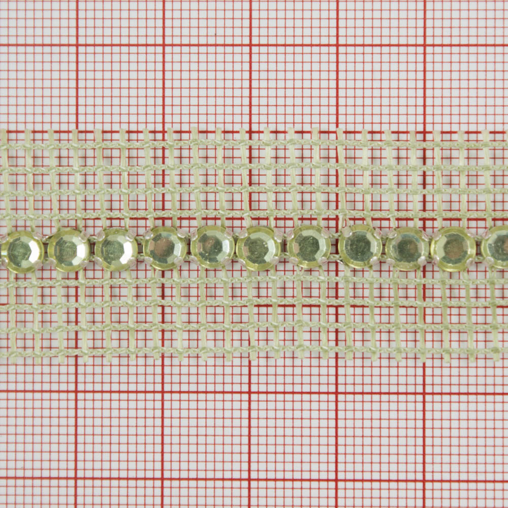 Тесьма декоративная стеклянная ТС- 12 /1 линии/ серо-зеленый 20 Y. Тесьма Стекло