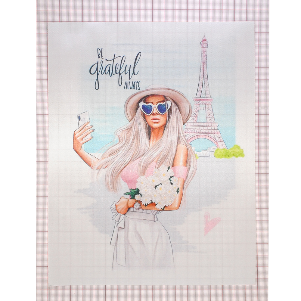 Аппликация пришивная Девушка с ромашками PARIS, 18*23см, голубая /алтас/, шт. Аппликации Пришивные Постер