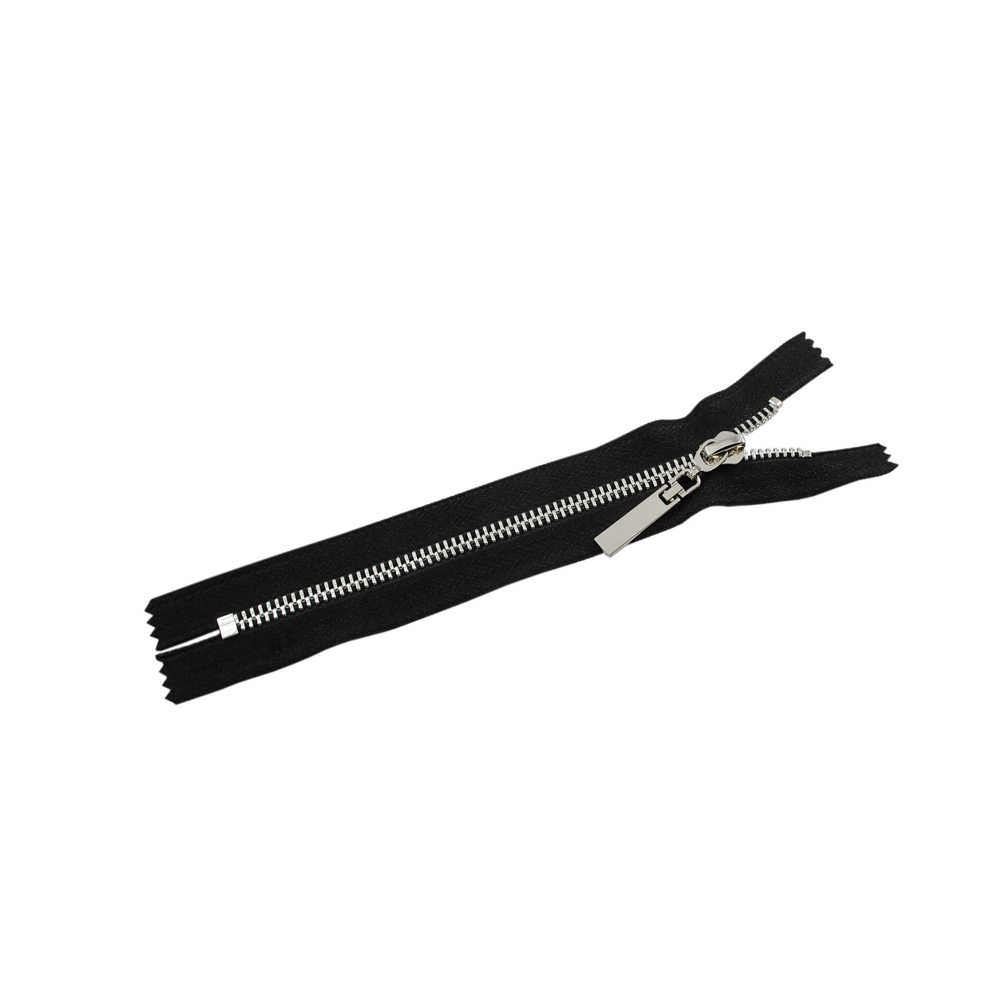 Змейка металлическая  №5 18см С/Е NIKEL, черная ткань, односторонняя, шт. Змейка Металл