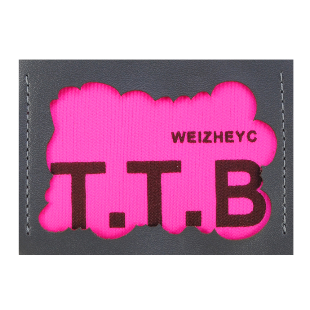 Лейба к/з T.T.B, 7,3*5,3см, тёмно-серый., роз., вставка ткань, шт. Лейба Кожзам
